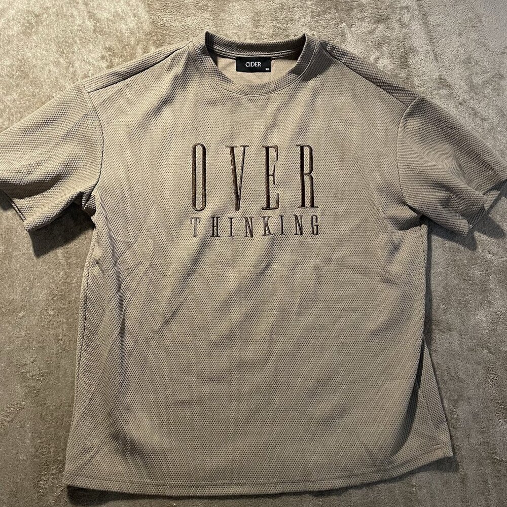 Cider Womens Shirt Size XS Oversized Knit Tan Over Thinking Short Sleeve Top